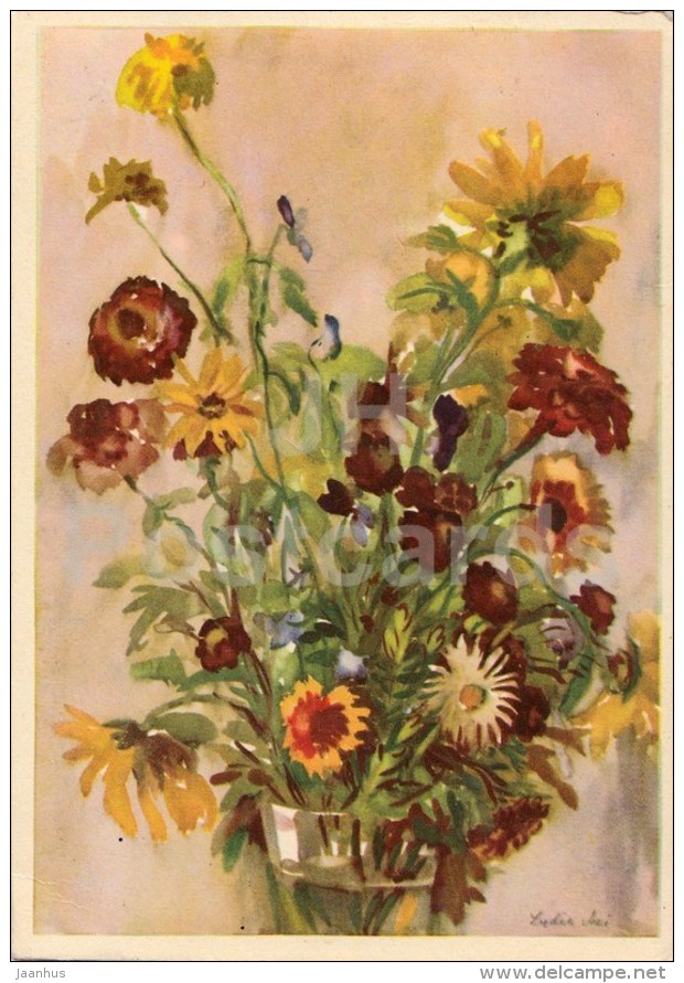 Painting by L. Mei - Summer Flowers , 1960 - Estonian art - Estonia USSR - 1970 - used - JH Postcards