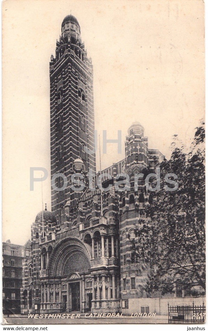 London - Westminster Cathedral - 2547 - old postcard - 1924 - England - United Kingdom - used - JH Postcards
