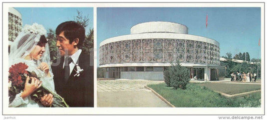 newlyweds - wedding palace - Almaty - Alma-Ata - 1980 - Kazakhstan USSR - unused - JH Postcards