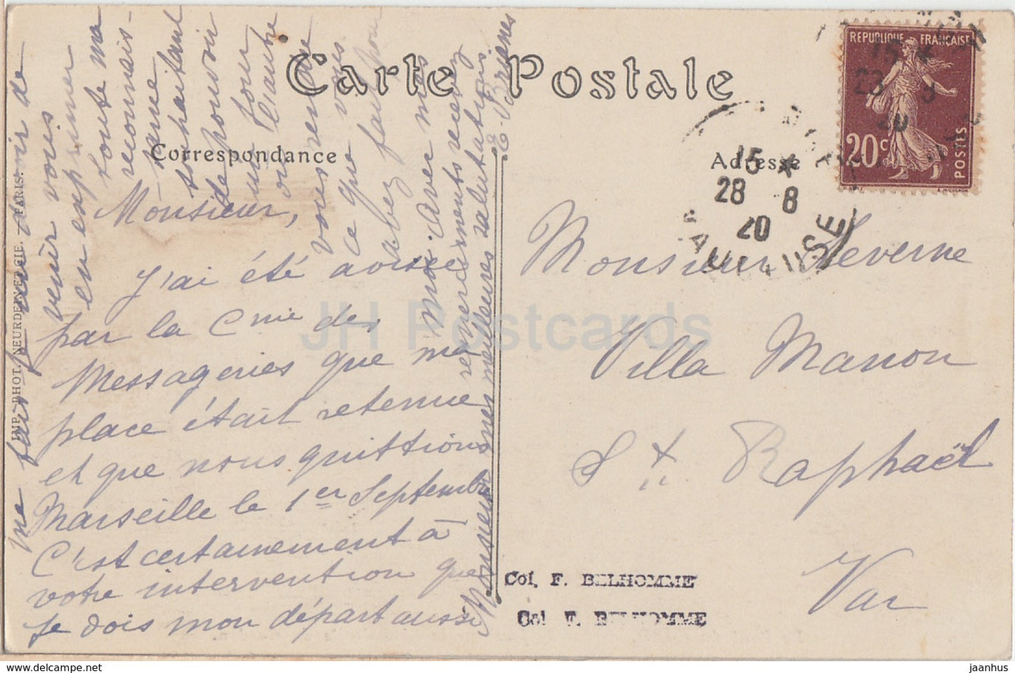 Le Pont du Gard - Vu de face sur la Rive droite du Gardon - bridge - 17 - old postcard - 1920 - France - used