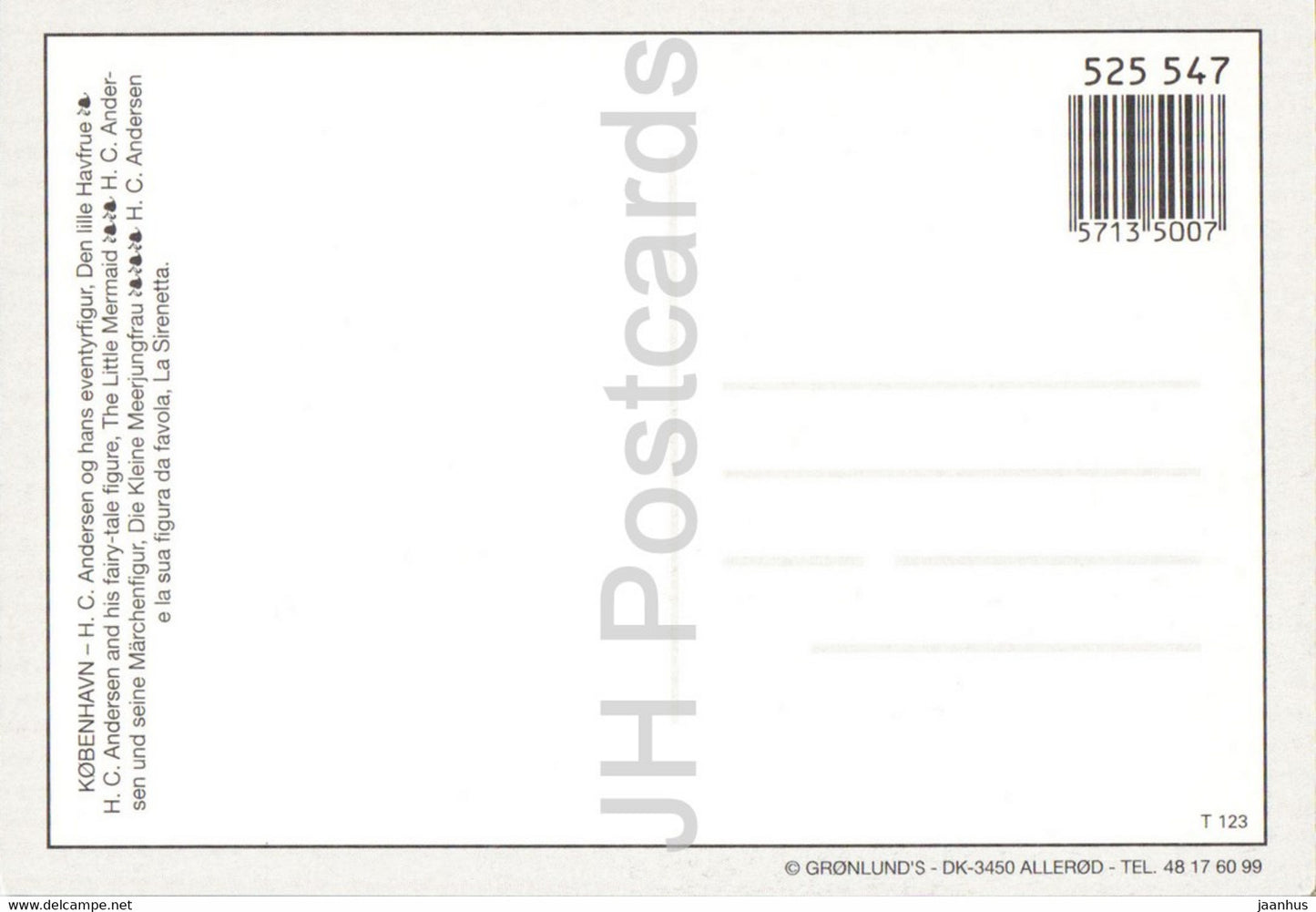 Copenhagen - monument to H C Andersen - Little Mermaid - Denmark - unused