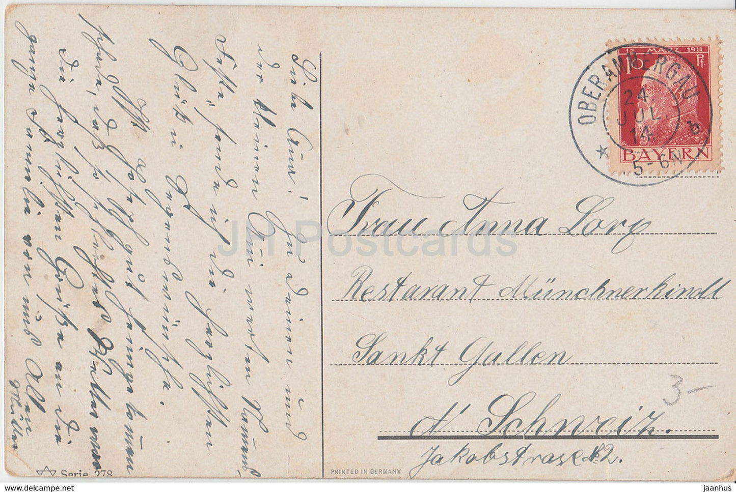 corn field - children - man - illustration - Serie 278 - old postcard - 1914 - used