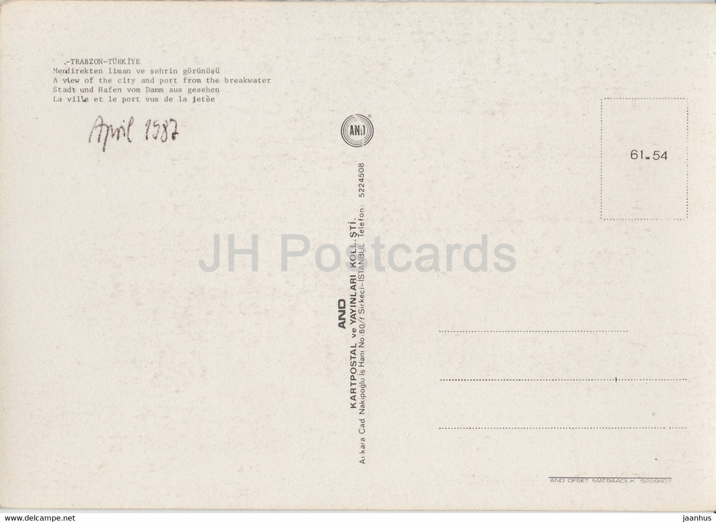 Trabzon - Une vue de la ville et du port depuis le brise-lames - 1987 - Turquie - occasion