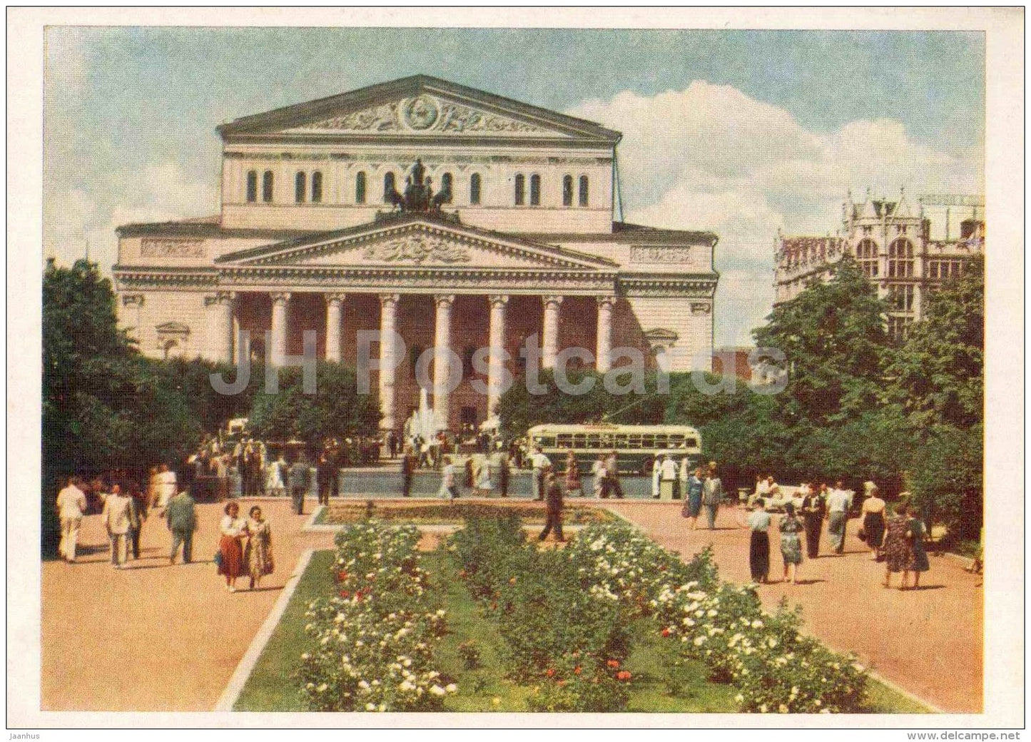 Square in front of the Bolshoi Theatre - trolleybus - Moscow - 1956 - Russia USSR - unused - JH Postcards