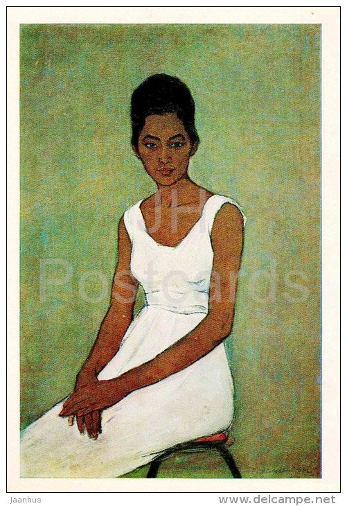 painting by R. Ahmedov - Young Woman - art - unused - JH Postcards