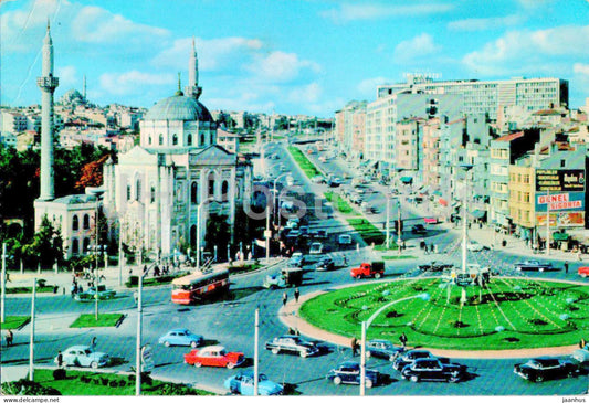 Instanbul - Aksaray square and Ataturk Boulevard - car - bus - trolleybus - 7 - 1968 - Turkey - used - JH Postcards