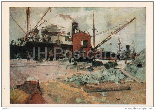 painting by V. Kraynev - Loading of apatites , 1930s - Russian art - 1982 - Russia USSR - unused - JH Postcards