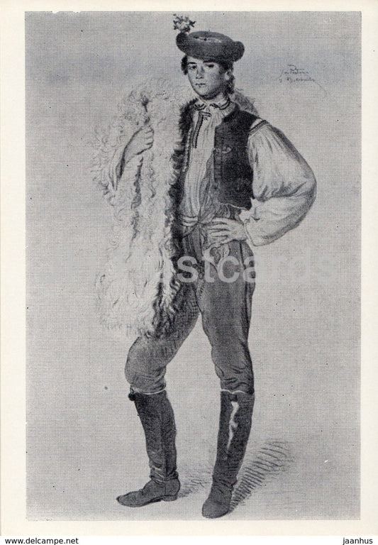 Painting by Josef Manes - Jan Postava - folk costumes - Czech art - 1971 - Russia USSR - unused - JH Postcards