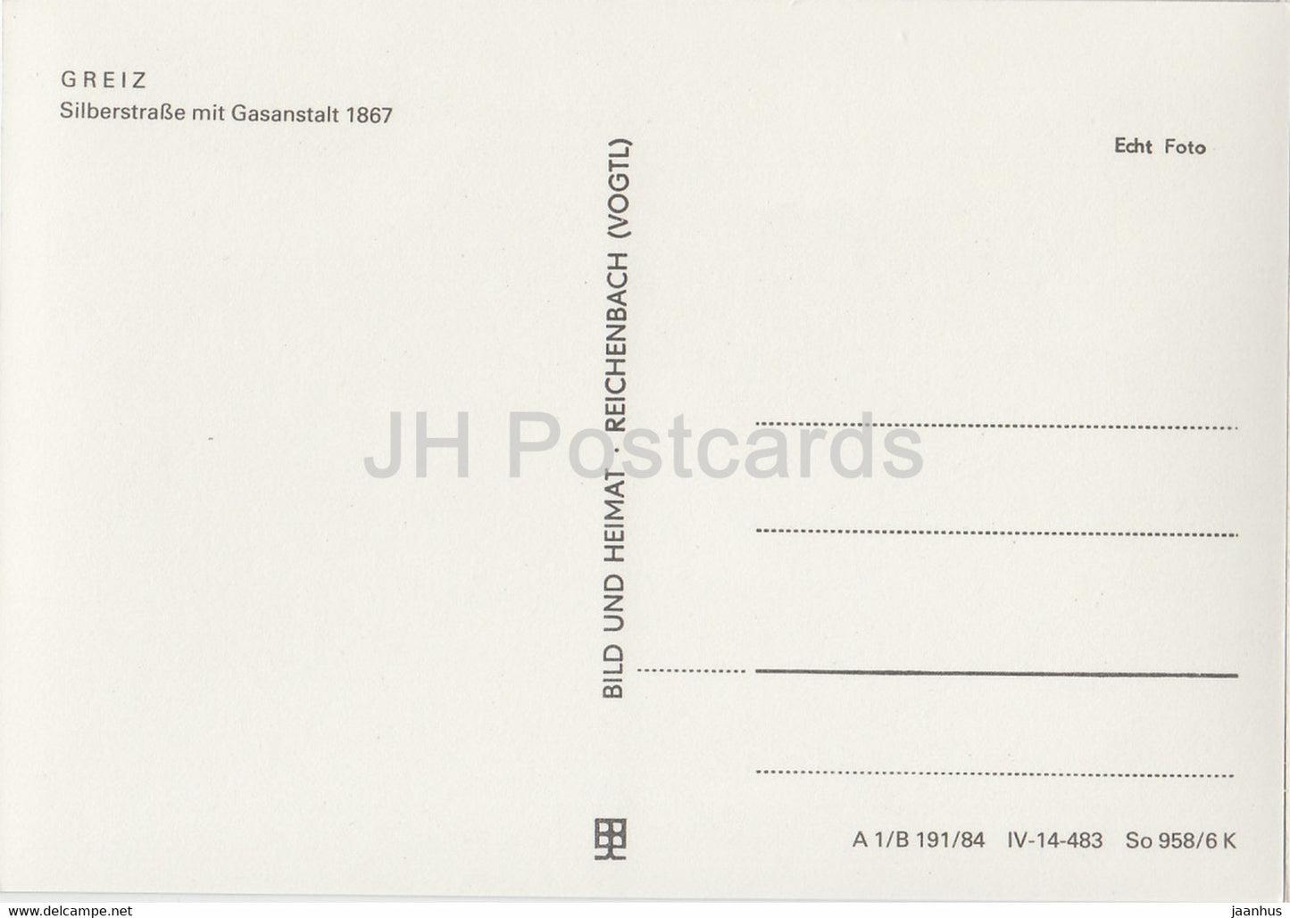 Greiz - Silberstrasse mit Gasanstalt 1867 - Historische Fotografien - DDR Germany - unused