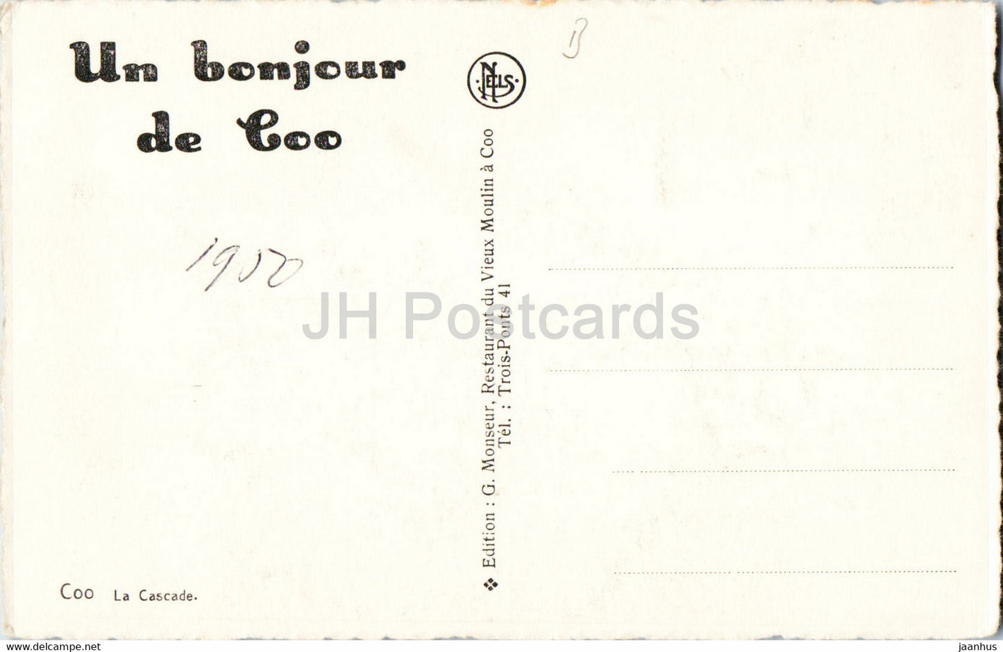 Coo - La Cascade - carte postale ancienne - Belgique - occasion