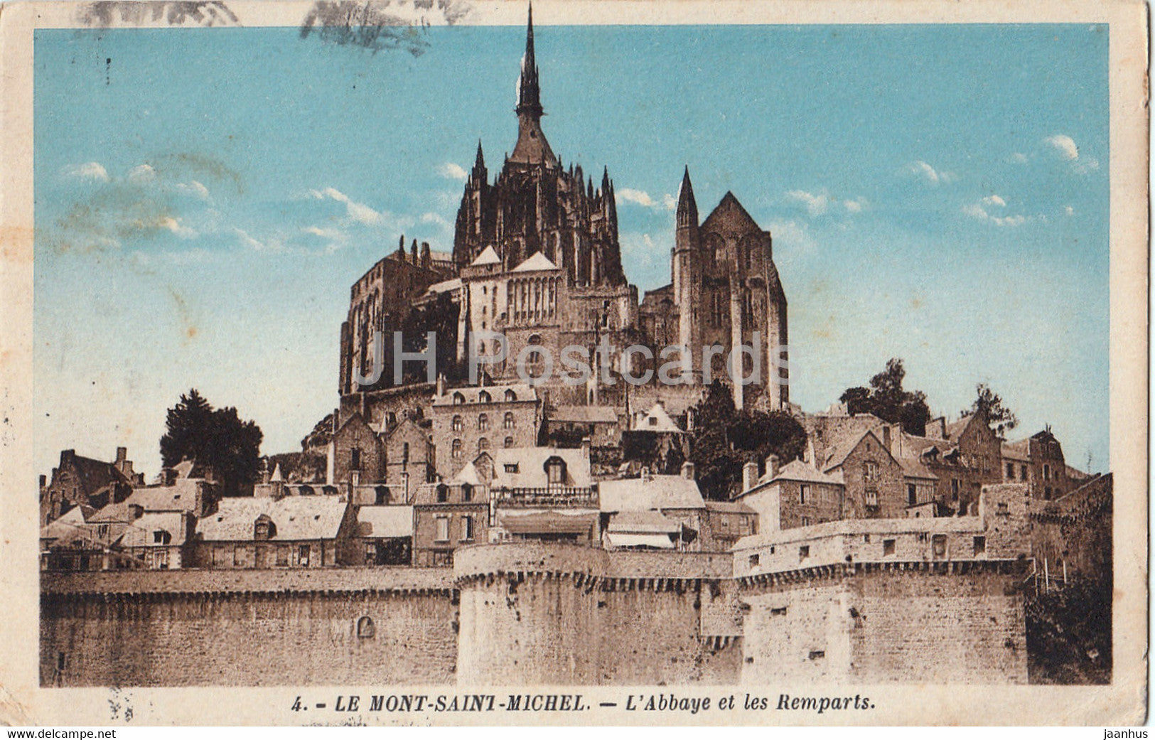 Le Mont Saint Michel - L'Abbaye et les Remparts - 4 - old postcard - 1925 - France - used - JH Postcards