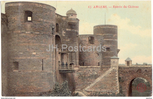 Angers - Entree du Chateau - castle - 13 - 1910 - old postcard - France - used - JH Postcards