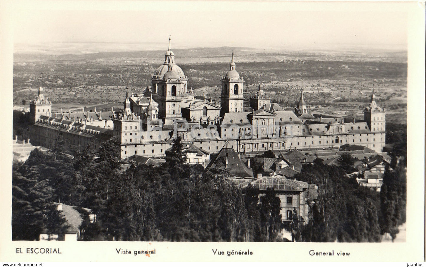 El Escorial - general view - old postcard - Spain - unused - JH Postcards