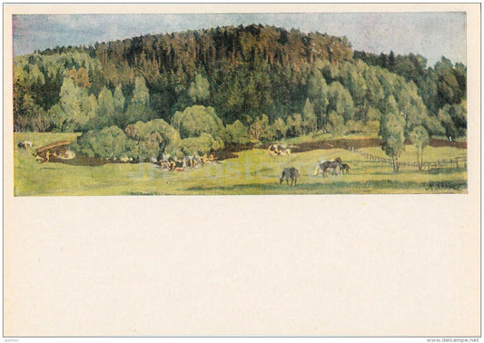 painting by K. Yuon - Summer evening . Ligachevo , 1912 - Russian Art - 1982 - Russia USSR - unused - JH Postcards