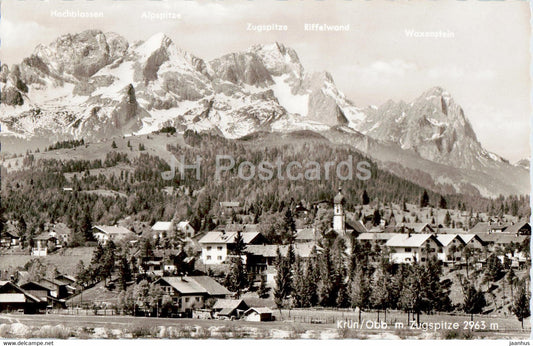 Krun Obb m Zugspitze 2963 m - Hochblassen - Alpspitze - Zugspitze - Riffelwand - old postcard - 1963 - Germany - used - JH Postcards