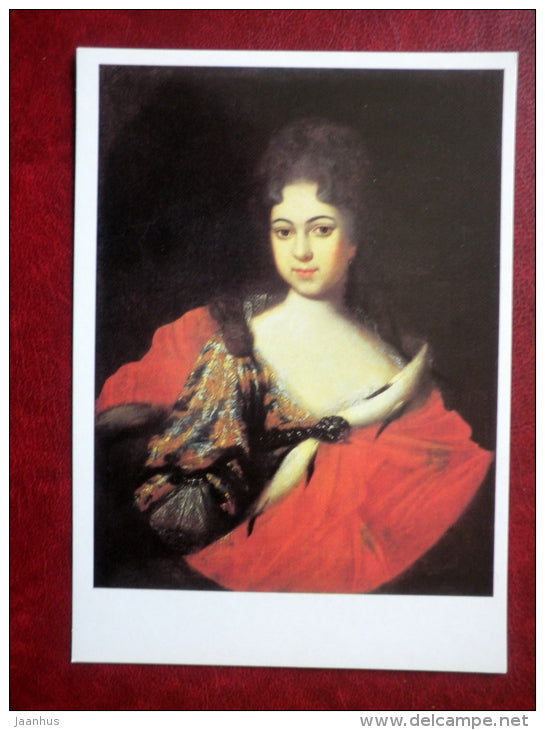 painting by Ivan Nikitich Nikitin , Portrait of Paraskeva Ivanovna , 1714 - russian art - unused - JH Postcards
