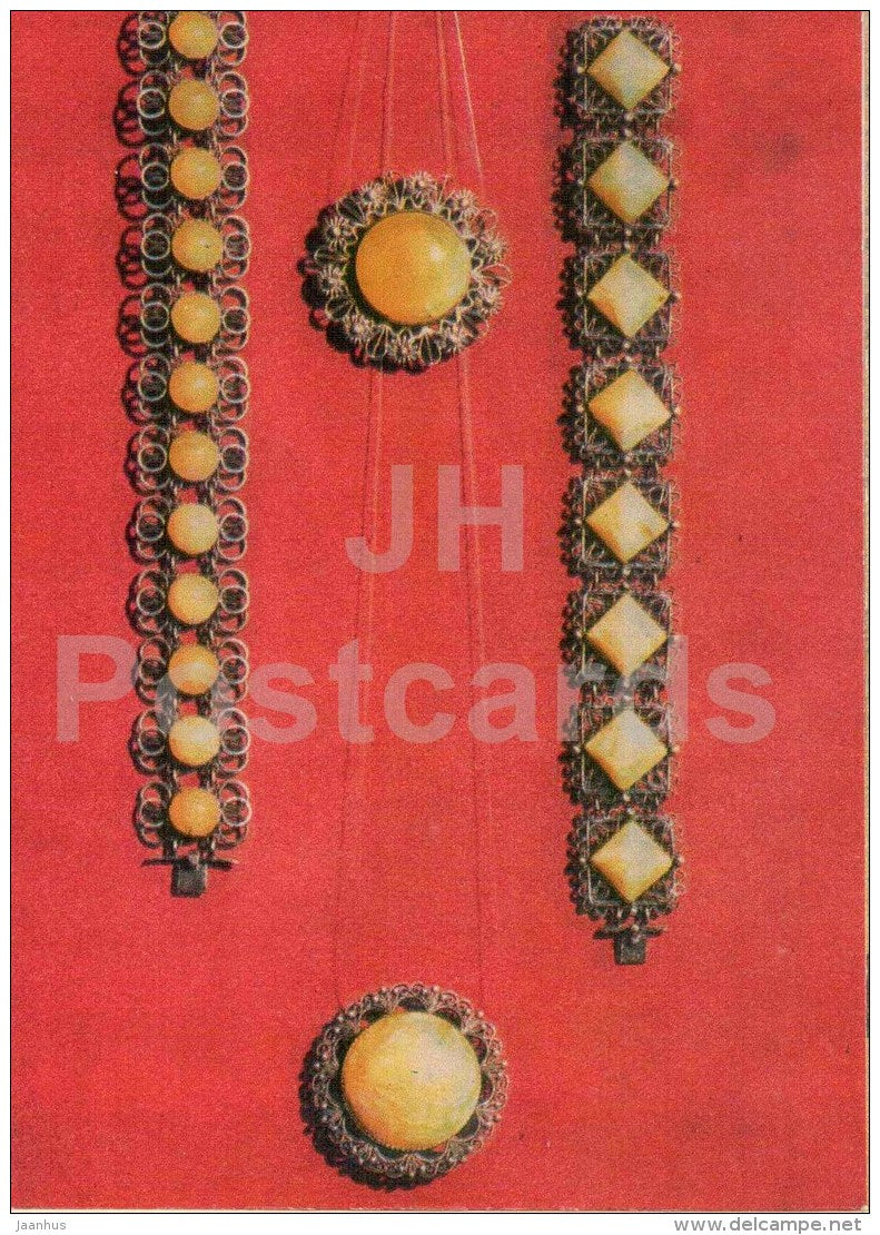 Amber Ornaments made in the Klaipeda Workshops of Daile - art - Amber - Gintaras - 1973 - Lithuania USSR - unused - JH Postcards