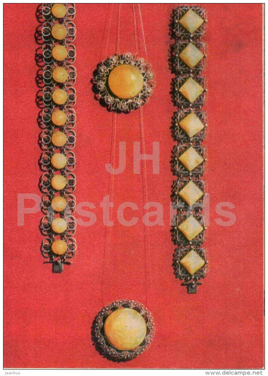 Amber Ornaments made in the Klaipeda Workshops of Daile - art - Amber - Gintaras - 1973 - Lithuania USSR - unused - JH Postcards