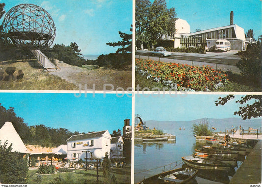 Boglarlelle - boat - bus - multiview - 1981 - Hungary - used - JH Postcards