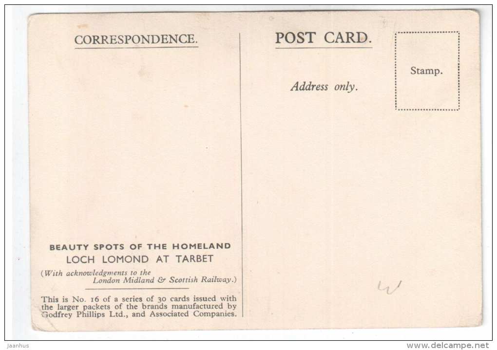 Loch Lomond at Tarbet - bridge - Scotland - United Kingdom - 16 - old postcard - unused - JH Postcards