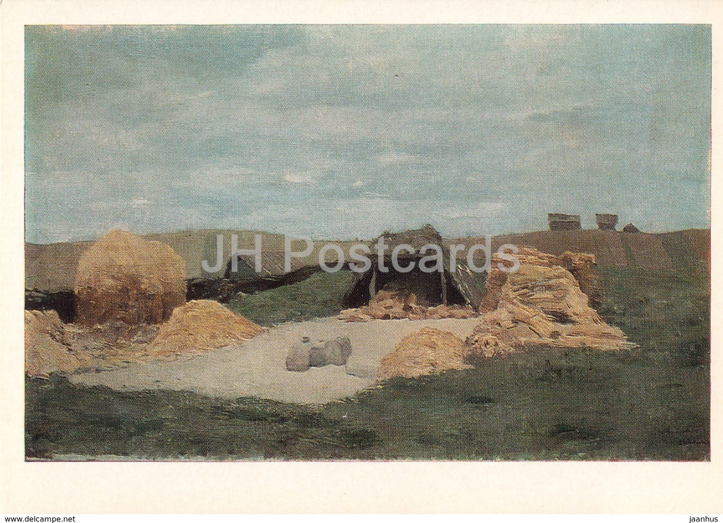 painting by I. Levitan - Threshing floor - Barnyard - Russian art - 1980 - Russia USSR - unused