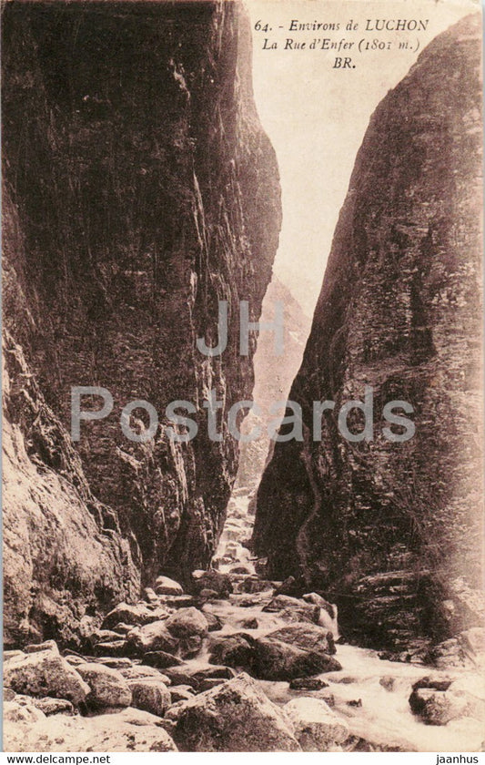 Environs de Luchon - La Rue d'Enfer 1801 m - 64 - old postcard - 1935 - France - used - JH Postcards