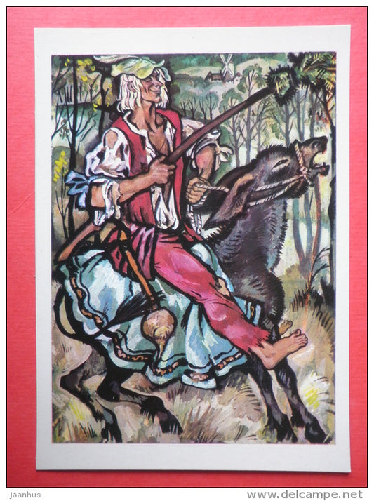 Ulenspiegel - donkey - The Legend of Thyl Ulenspiegel and Lamme Goedzak by de Coster - 1975 - Russia USSR - unused - JH Postcards