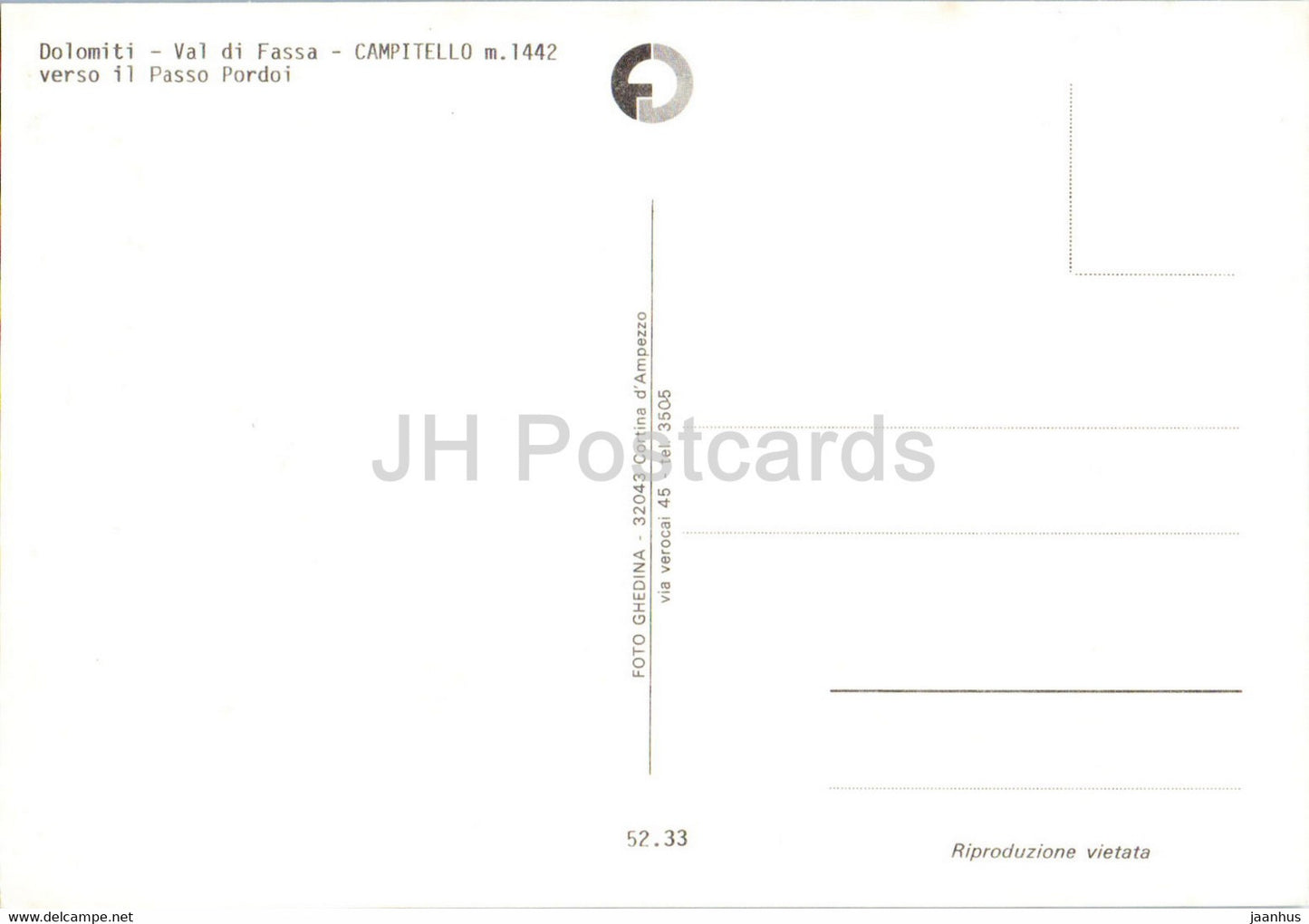 Campitello - Val di Fassa - Dolomiti - Passo Pordoi - 52.33 - Italie - inutilisé