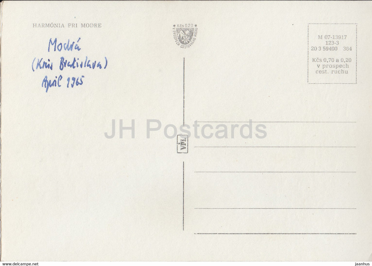 Modra - Harmonia pri Modre - 1965 -  Czechoslovakia - Slovakia - used