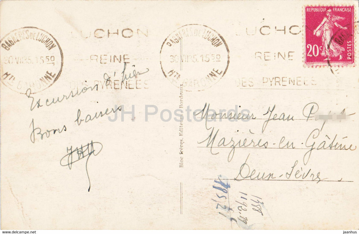 Environs de Luchon - La Rue d'Enfer 1801 m - 64 - old postcard - 1935 - France - used