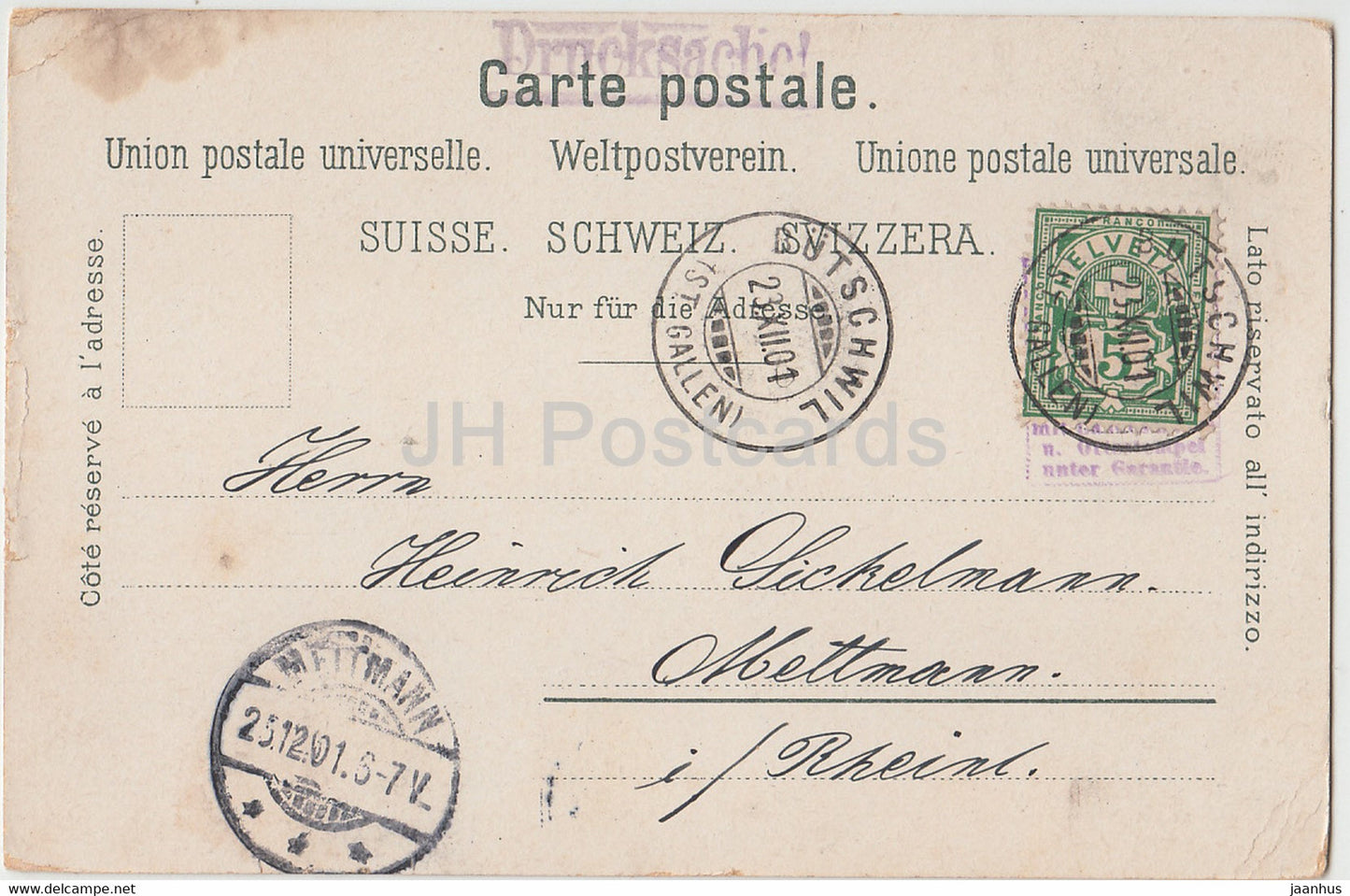 Gruss aus dem Toggenburg - Alp Kuhboden - 3872 - alte Postkarte - 1901 - Schweiz - gebraucht