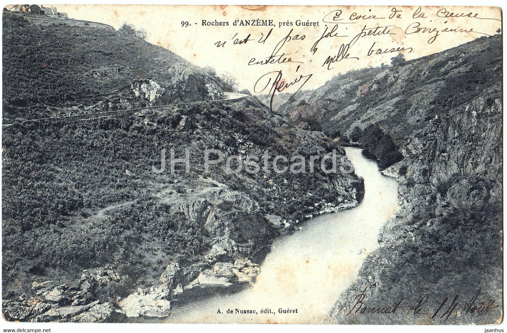 Rochers d'Anzeme pres Gueret - 99 - old postcard - France - used - JH Postcards