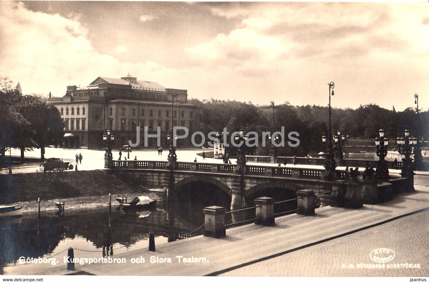 Goteborg - Kungsportsbron och Stora Teatern - theatre - 158 - old postcard - Sweden - unused - JH Postcards