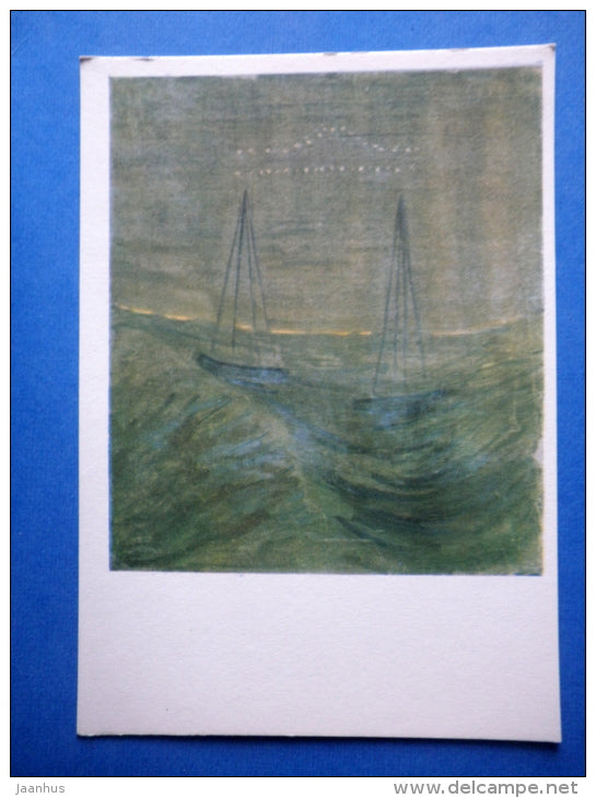 painting by M. Ciurlionis - Libra - zodiac signs - lithuanian art - unused - JH Postcards