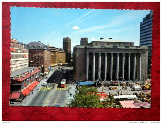 Stockholm - Kungsgatan och Konserthuset - concert hall - bus - car - Sweden - used - JH Postcards