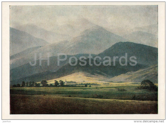 painting by Caspar David Friedrich - Mountainous Landscape - German art - Russia USSR - 1985 - unused - JH Postcards