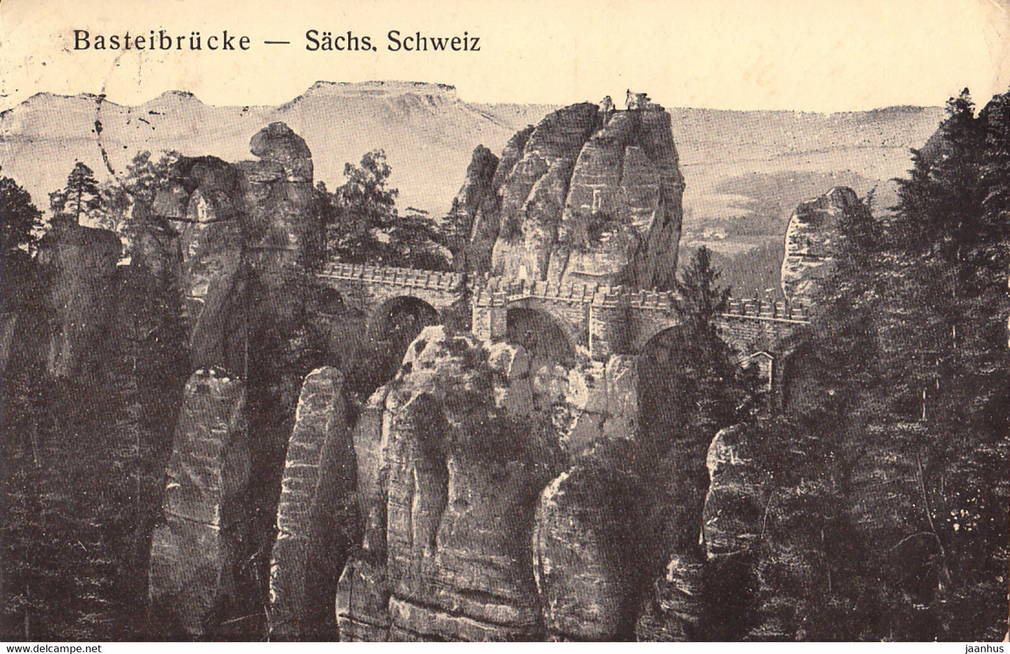 Sachs. Schweiz - Basteibrucke - old postcard - 1923 - Germany - used - JH Postcards