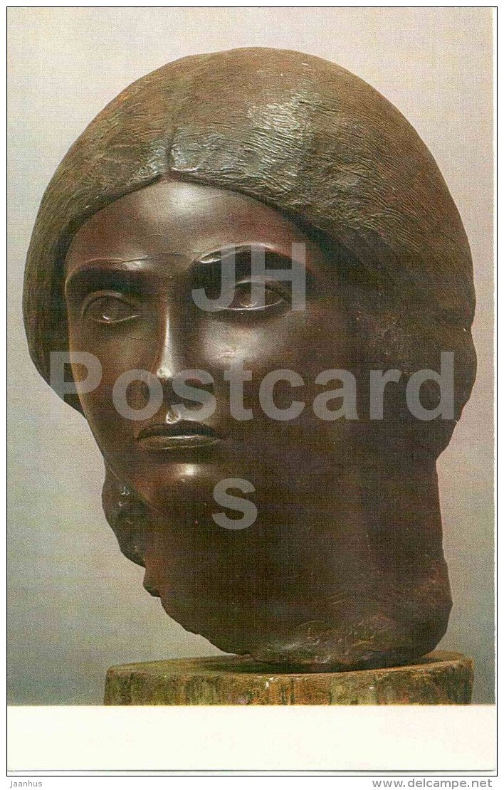 sculpture by Stepan Erzia - Head of a Woman , 1955 - russian , soviet , mordvin art - unused - JH Postcards