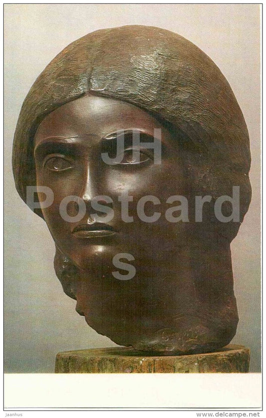 sculpture by Stepan Erzia - Head of a Woman , 1955 - russian , soviet , mordvin art - unused - JH Postcards