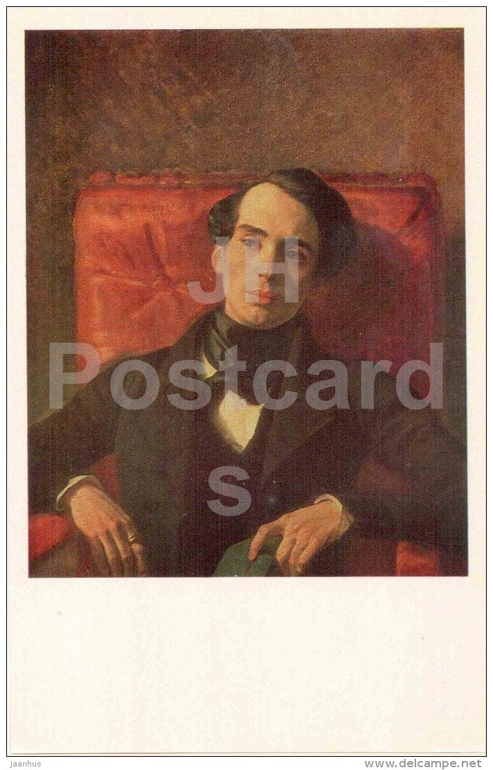 painting by Karl Briullov - Portrait of Alexander Strugovshchikov , 1840 - Tretyakov Gallery - russian art - unused - JH Postcards