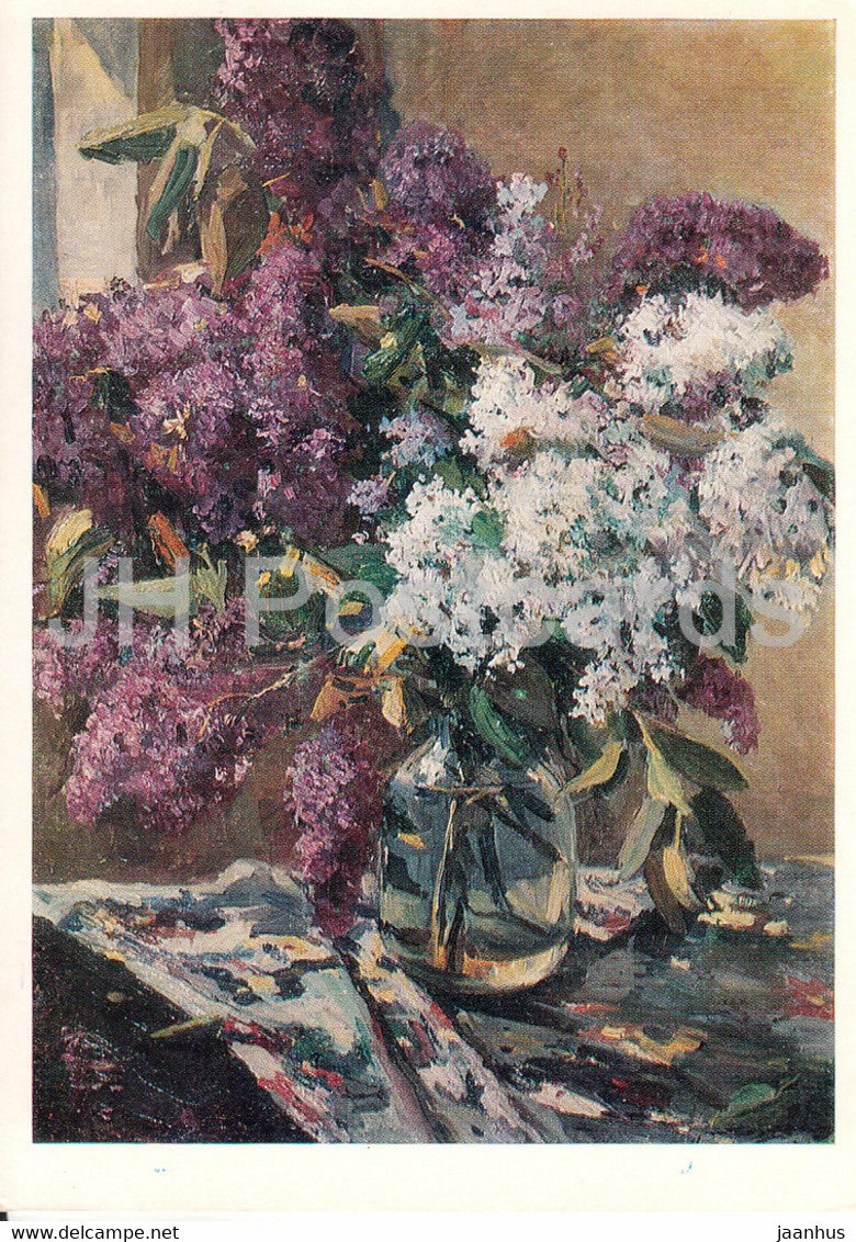 painting by D. Nalbandyan - The Spring . Lilac - Armenian art - 1976 - Russia USSR - unused - JH Postcards