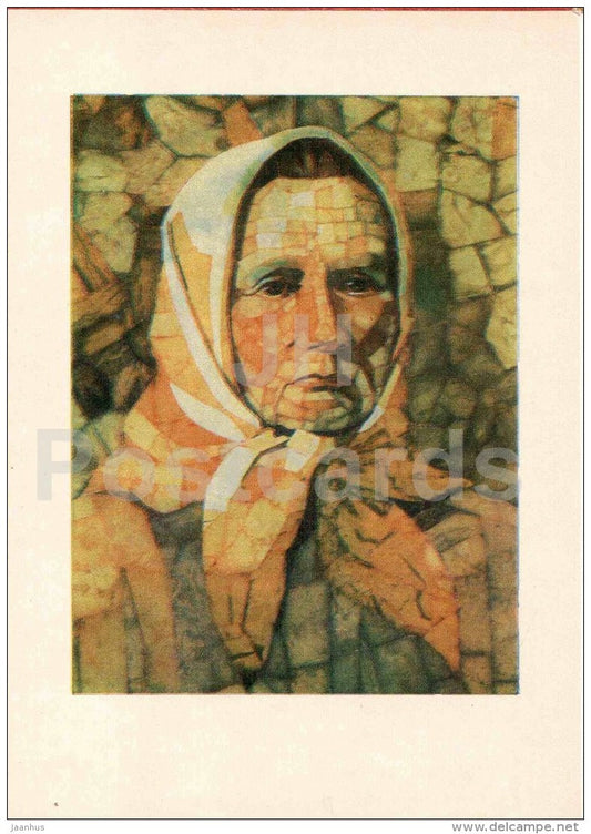 The Writer Zemaite by G. Blazyte-Guntiene - woman - art - Amber - Gintaras - 1973 - Lithuania USSR - unused - JH Postcards