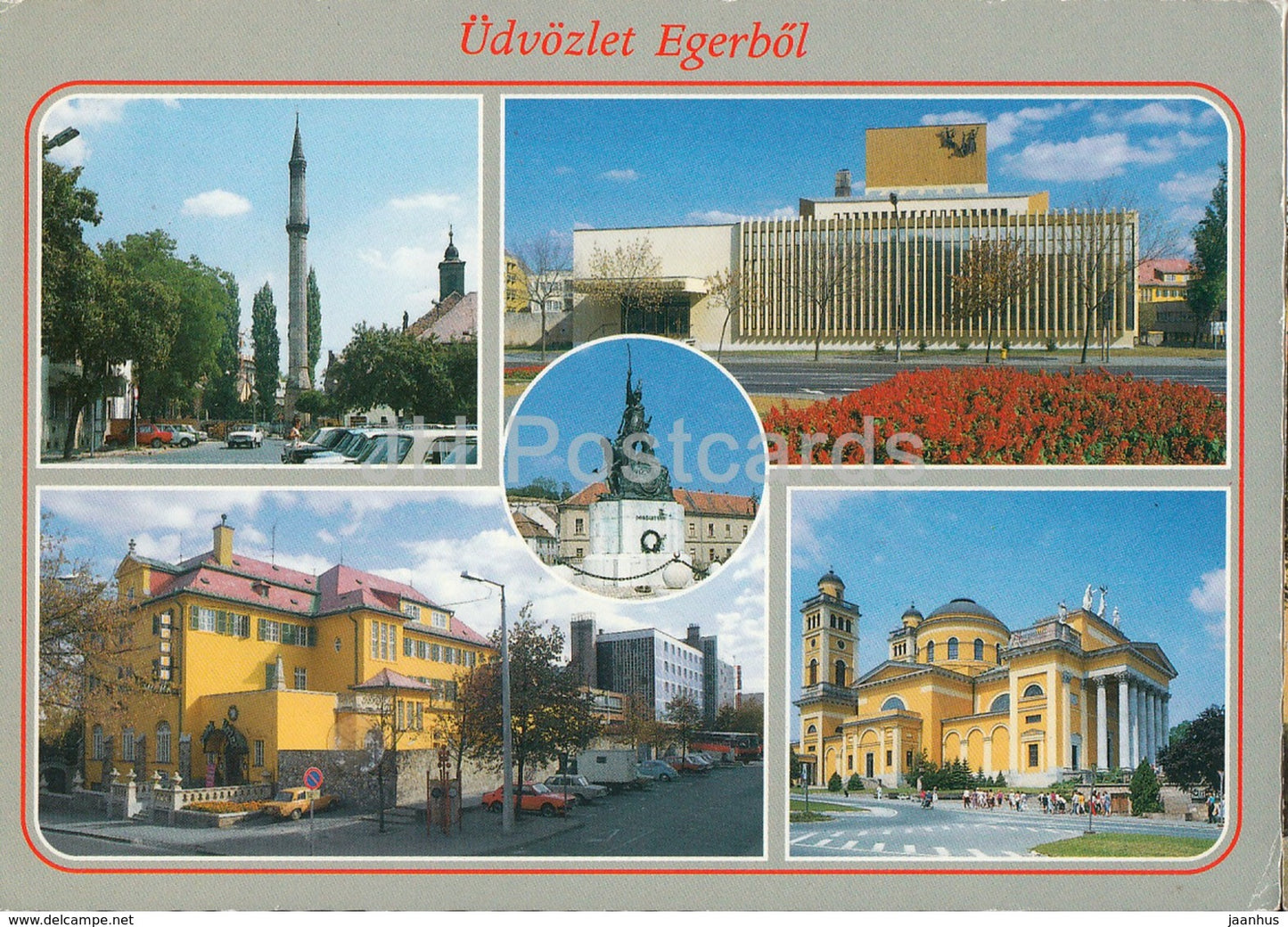 Egerbol - Eger - street - monument - multiview - 1990 - Hungary - used - JH Postcards