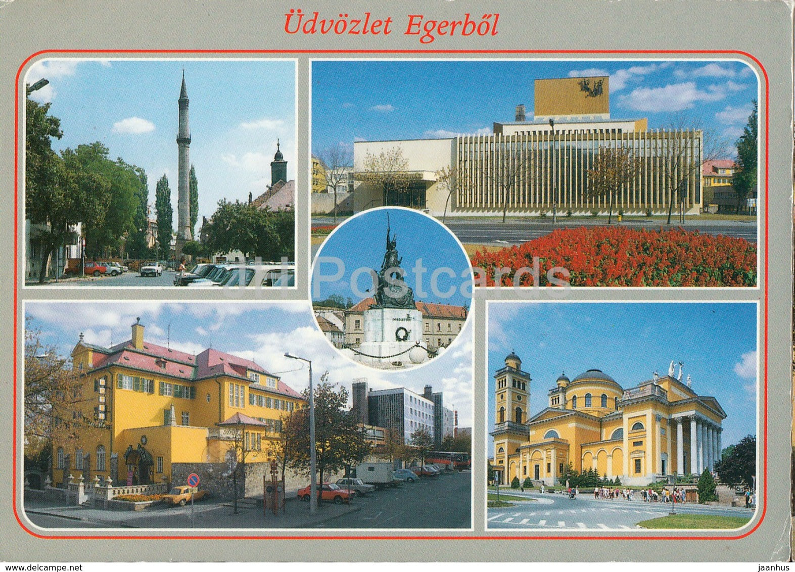 Egerbol - Eger - street - monument - multiview - 1990 - Hungary - used - JH Postcards