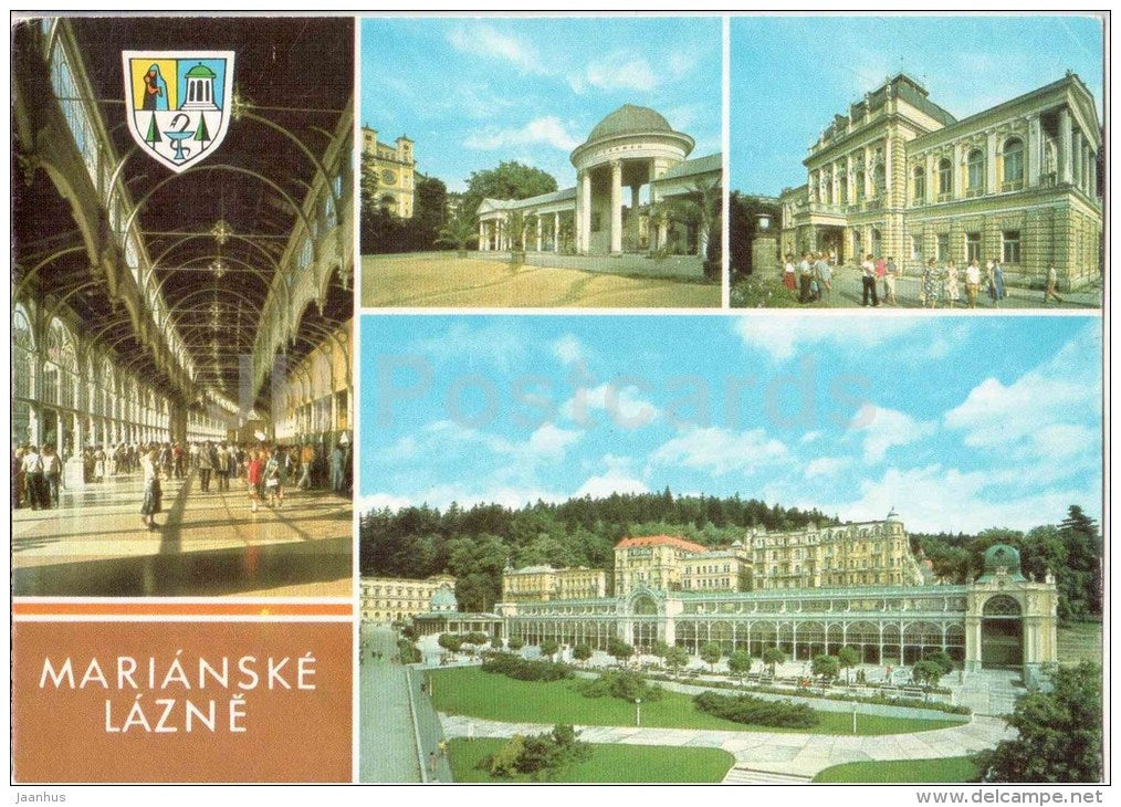 colonnade interior - Rudolph source - Social House - Marianske Lazne - Marienbad - Czechoslovakia - Czech - unused - JH Postcards
