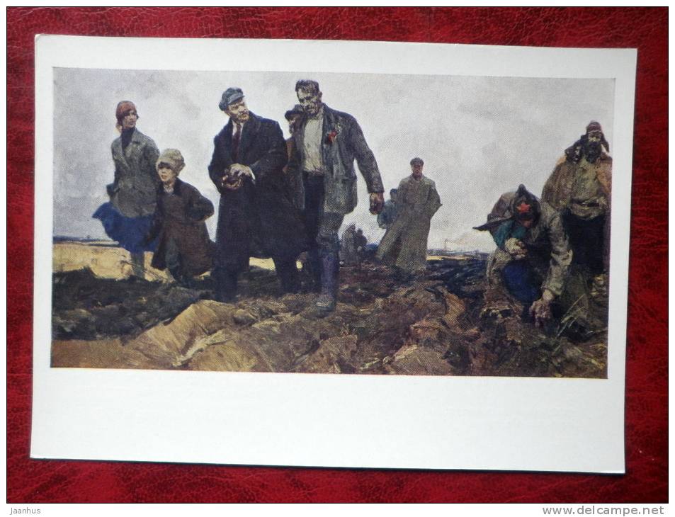 painting by Litvinsky, Reyhet, Scriabin - building new world, 1960 - Lenin - russian art - unused - JH Postcards