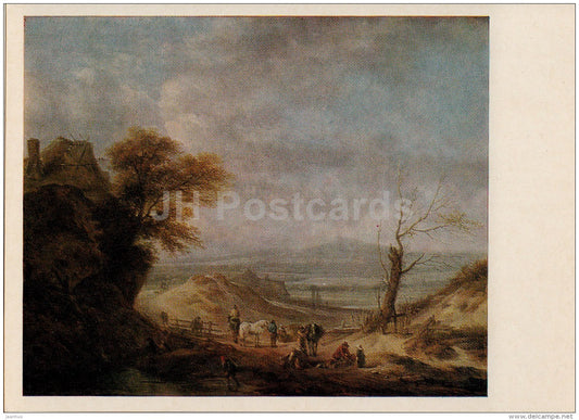 painting by Philips Wouwerman - Landscape with Characters , 1435 - Dutch art - 1974 - Russia USSR - unused - JH Postcards