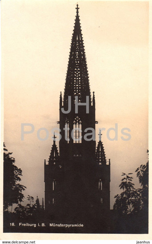Freiburg i B - Munsterpyramide - cathedral - 18 - old postcard - Germany - unused - JH Postcards
