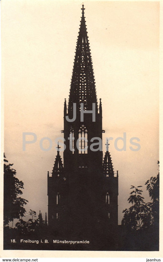 Freiburg i B - Munsterpyramide - cathedral - 18 - old postcard - Germany - unused - JH Postcards