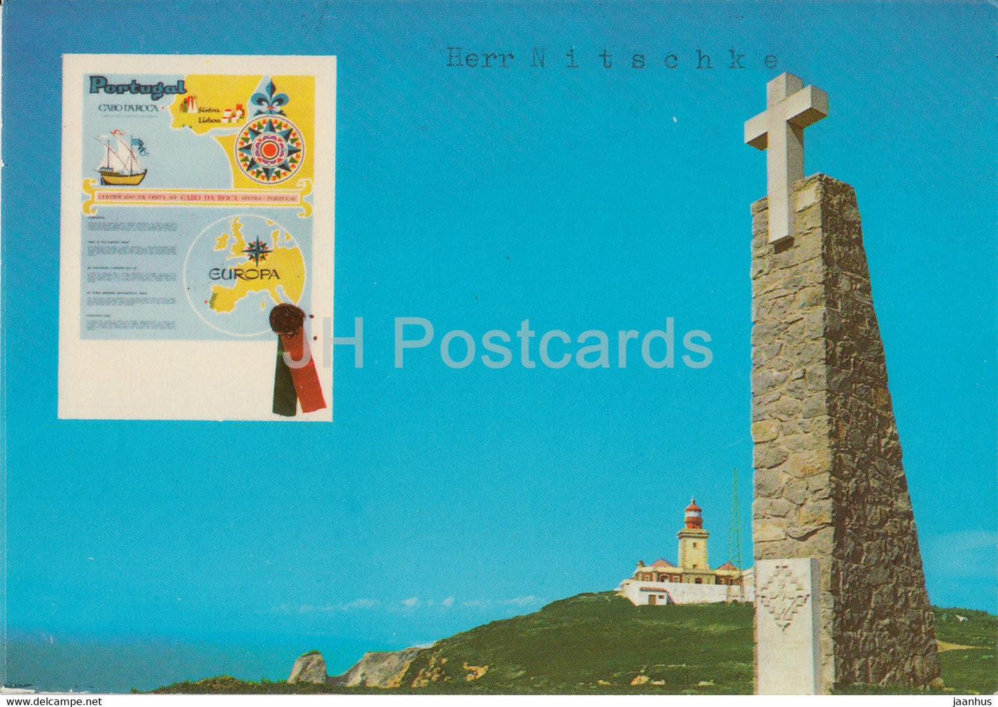Cabo da Roca - O Ponto mais Ocidental da Europa - The Most Western Point in Continental Europa - 1977 - Portugal - used - JH Postcards